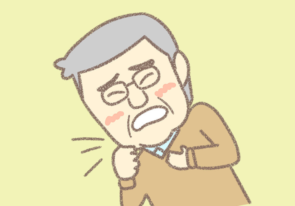 むせる高齢男性