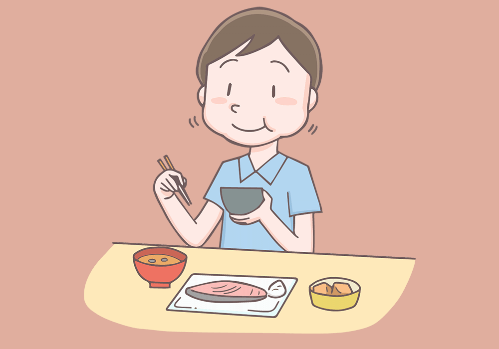 よく噛む男性