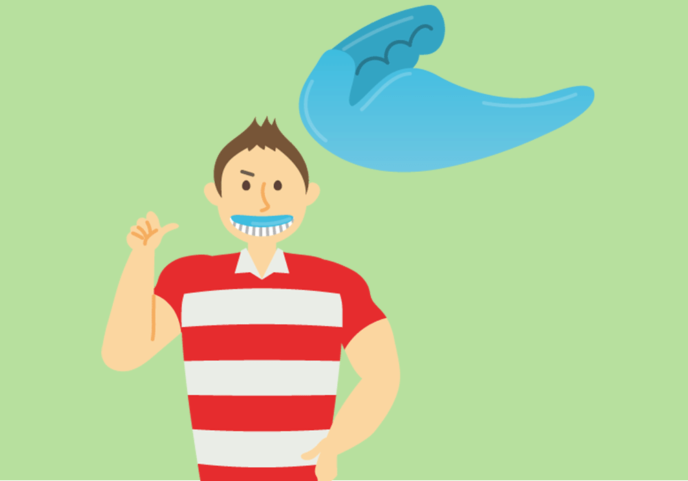 マウスピースをつけたスポーツ選手