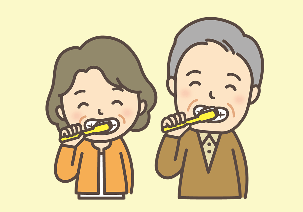 歯みがきをする高齢夫婦